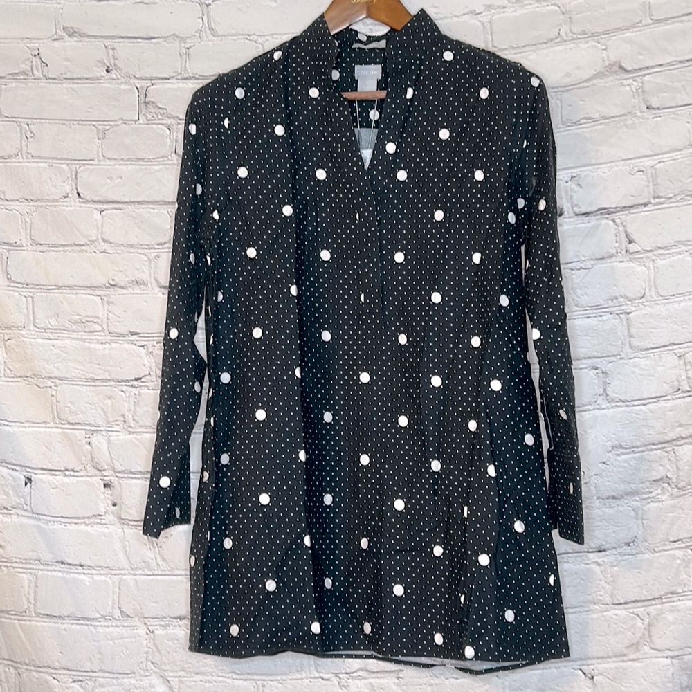 Chico’s Polka Top Tunic Top Size Medium Brand New W/Tags